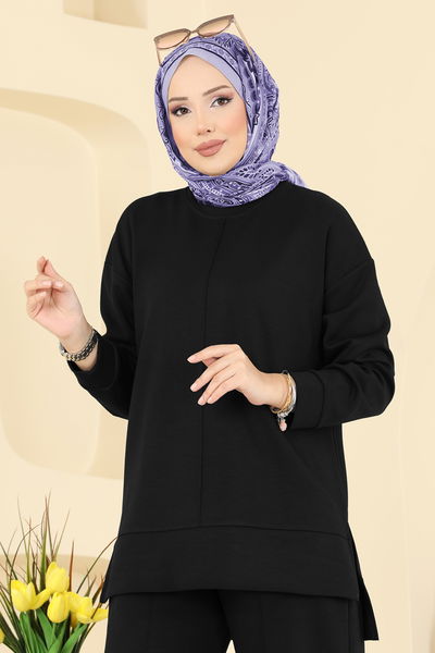 U.Z. - Nervür Detaylı Modal Takım 8010UZ662-MS Siyah - 413562