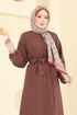 Nervür Detaylı Terikoton Elbise 4110PM271-MS Kahve - Thumbnail
