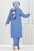 Nervür Detaylı Tesettür Takım 356DVL817-MS İndigo - Thumbnail