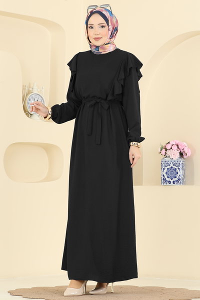 M.O.R. - Omuz Fırfırlı Aerobin Elbise 5009MDA386-MS Siyah - 419309