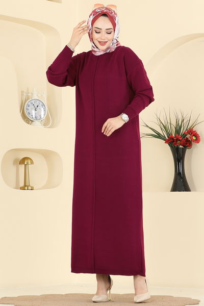 A.Y.D. - Önden Çizgi Detaylı Elbise 2772AYD574-MS Bordo - 417788