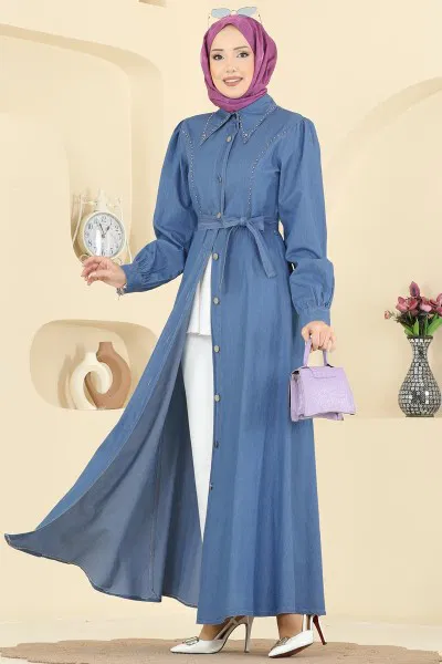 O.R.G. - Önden Düğme Detaylı Elbise 6801ORG1169-MS Kot