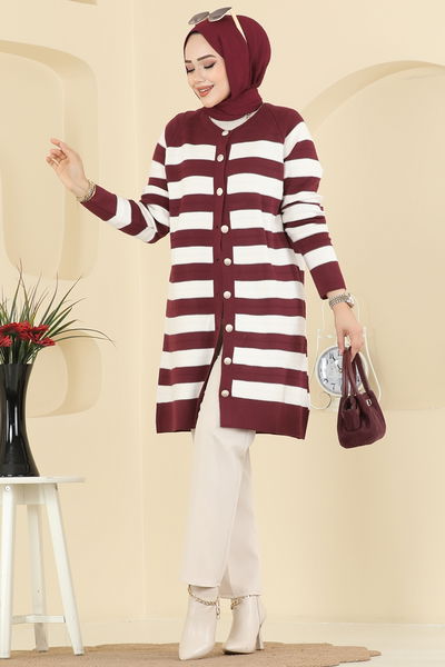 U.Z. - Önden Düğme Detaylı Hırka 3210UZ662-MS Bordo - 415355