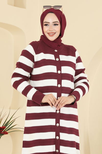 U.Z. - Önden Düğme Detaylı Hırka 3210UZ662-MS Bordo - 415357