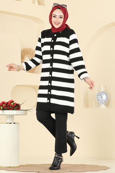 U.Z. - Önden Düğme Detaylı Hırka 3210UZ662-MS Siyah - 415365