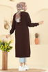 Önden Düğme Detaylı Hırka 6038TEG847-MS Kahve - Thumbnail