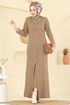 Önden Düğmeli Elbiseli Triko Takım 3080KLB1050-MS Bisküvi - Thumbnail