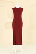 Önden Düğmeli Elbiseli Triko Takım 3080KLB1050-MS Bordo - Thumbnail