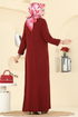 Önden Düğmeli Elbiseli Triko Takım 3080KLB1050-MS Bordo - Thumbnail