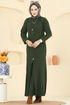 Önden Düğmeli Elbiseli Triko Takım 3080KLB1050-MS Haki - Thumbnail
