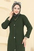 Önden Düğmeli Elbiseli Triko Takım 3080KLB1050-MS Haki - Thumbnail
