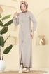 Önden Düğmeli Elbiseli Triko Takım 3080KLB1050-MS Taş - Thumbnail