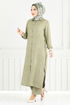 Önden Düğmeli Keten Takım 833OZR1047-M Çağla - Thumbnail