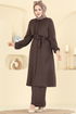 Önden Düğmeli Modal Takım 322ASN888-MS Acı Kahve - Thumbnail