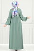 Önden Düğmeli Tesettür Elbise 405DVL817-MS Açık Mint - Thumbnail