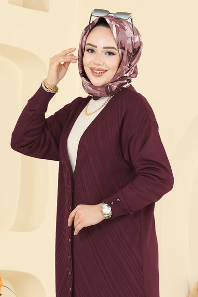 U.Z. - Önden Düğmeli Triko Hırka 6031UZ662-MS Bordo - 415902