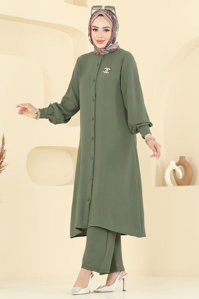 U.Z. - Önden Düğmeli Üçlü Takım 6011UZ662-MS Haki - 386188