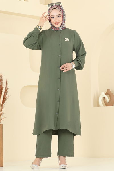 U.Z. - Önden Düğmeli Üçlü Takım 6011UZ662-MS Haki - 386189