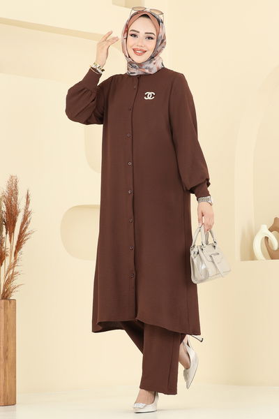 U.Z. - Önden Düğmeli Üçlü Takım 6011UZ662-MS Kahve - 386198