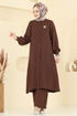 Önden Düğmeli Üçlü Takım 6011UZ662-MS Kahve - Thumbnail
