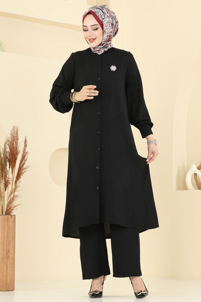 U.Z. - Önden Düğmeli Üçlü Takım 6011UZ662-MS Siyah - 386182