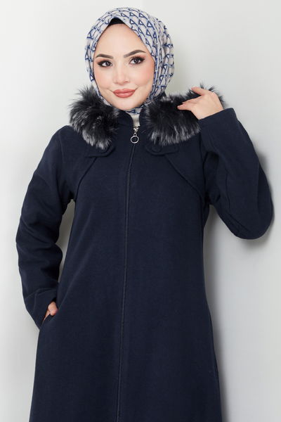 MRV B.G.S. - Önden Fermuarlı Kaşe Kaban 2058BGS895-M Laci - 348210