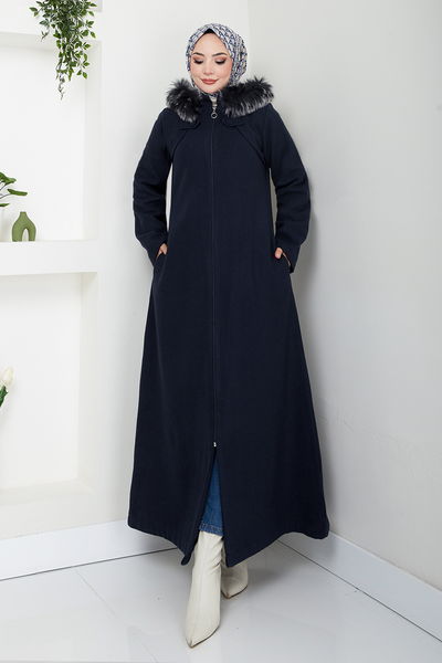 MRV B.G.S. - Önden Fermuarlı Kaşe Kaban 2058BGS895-M Laci - 348212