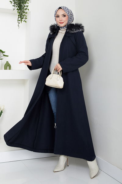 MRV B.G.S. - Önden Fermuarlı Kaşe Kaban 2058BGS895-M Laci - 348213