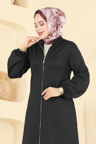 S.L. - Önden Fermuarlı Scuba Ferace 2779SL432-MS Siyah - 418458