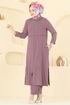 Önden Fermuarlı Tesettür Takım 379DVL817-MS Koyu Lila - Thumbnail