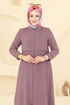 Önden Fermuarlı Tesettür Takım 379DVL817-MS Koyu Lila - Thumbnail