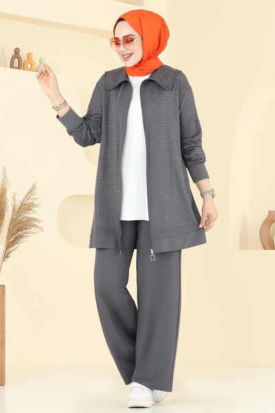 U.Z. - Önden Full Taşlı Takım 3335UZ662-MS Antrasit - 385480