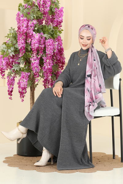 H.B.S. - Önden Yırtmaçlı Etekli Takım 7081HBS856-MS Antrasit - 414247