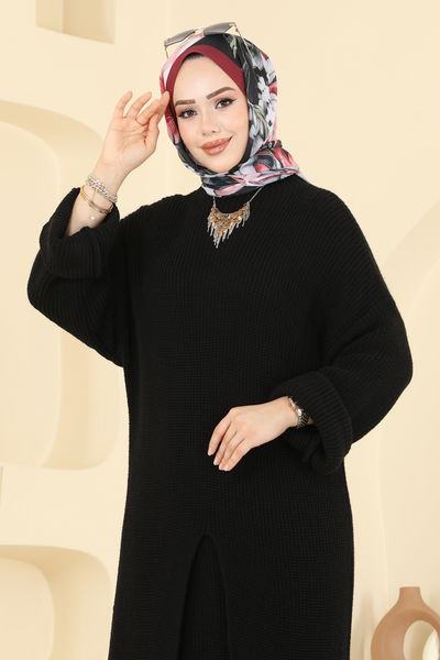 H.B.S. - Önden Yırtmaçlı Etekli Takım 7081HBS856-MS Siyah - 414273