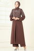Önden Yırtmaçlı Şık Takım 8062ABK1075-MS Kahve - Thumbnail