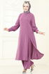 Önden Yırtmaçlı Tesettür Takım 2664SL432-MS Koyu Gül Kurusu - Thumbnail