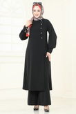 S.L. - Önden Yırtmaçlı Tesettür Takım 2664SL432-MS Siyah