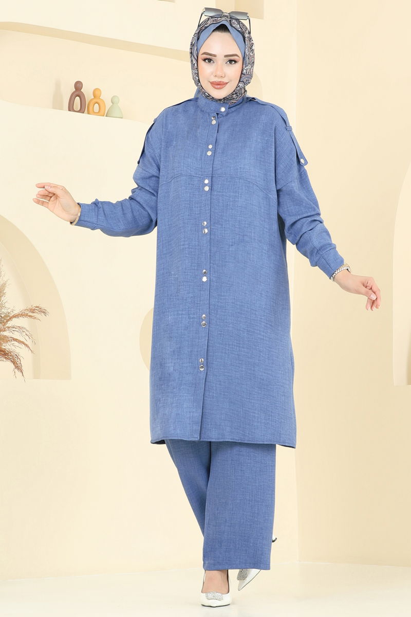 Önü Çıtçıtlı Sofia Takım 442DVL817-MS İndigo