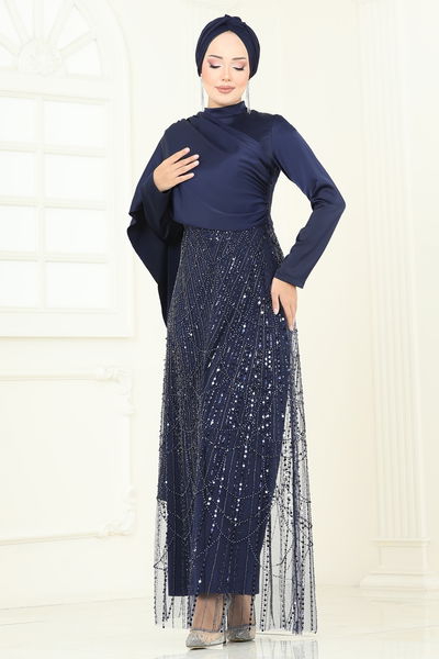 E.D.F. - Önü Drape Detaylı Abiye 5700EDF311-MS Laci - 385816