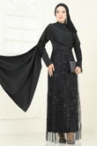 E.D.F. - Önü Drape Detaylı Abiye 5700EDF311-MS Siyah