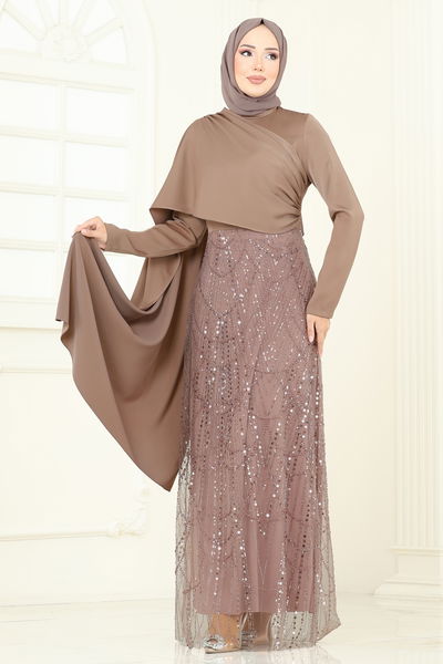 E.D.F. - Önü Drape Detaylı Abiye 5700EDF311-MS Vizyon - 385826