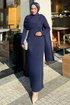 Önü Drapeli Örme Krep Elbise 4680ALGK1170-MS Laci - Thumbnail