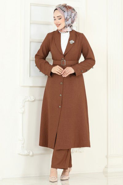 S.L. - Önü Düğmeli Sofia Takım 2690SL432-MS Taba