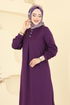 Önü Pile Detaylı Takım 457DVL817-MS Mor - Thumbnail