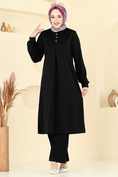 D.V.L. - Önü Pile Detaylı Takım 457DVL817-MS Siyah - 386703