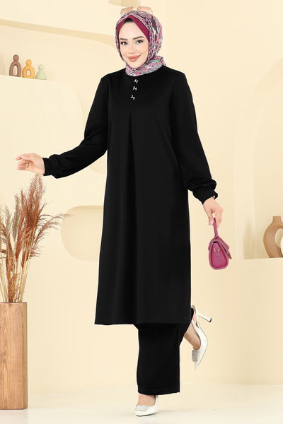 D.V.L. - Önü Pile Detaylı Takım 457DVL817-MS Siyah - 386706