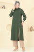 Önü Taş Detaylı Tesettür Takım PL9137-MS Haki&Vizyon - Thumbnail
