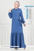 Önü Taşlı Tesettür Elbise 2680SL432-MS İndigo - Thumbnail