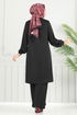 Önü Taşlı Tesettür Takım 427DVL817-MS Siyah - Thumbnail