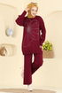 Önü Taşlı Triko Takım 1108MT581-MS Bordo - Thumbnail